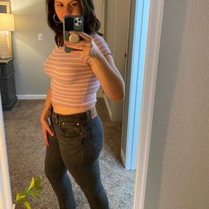 Wild Fable Target Striped Lettuce Crop Top Ribbed Purple